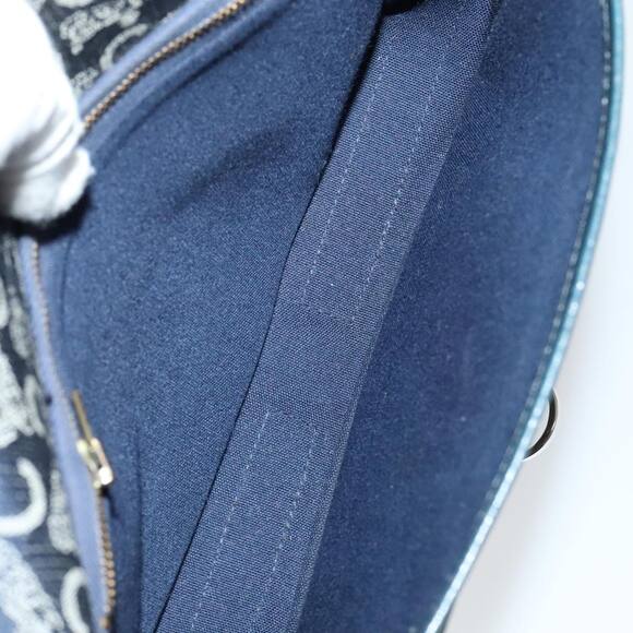 CELINE C Sulky Shoulder Bag Canvas Navy Gold - Picture 12 of 16